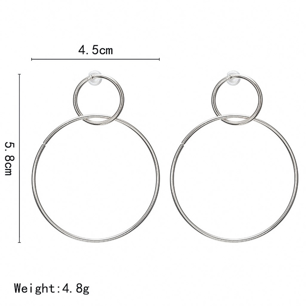 Any 2/$20! Silver Connected Hoop Circle Earrings - Picture 6 of 8